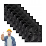 Seinapaneel Futuristlik Teemantmustriga Kassett Must 50 cm Pakk 8 tk