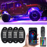 Gsrecy rgb led rock tuled komplekt koos &auml;pi/puldiga/muusikarežiimiga, suure v&otilde;imsusega mitmev&auml;rviline neoonvalgustus rataste all, &uuml;hildub veoauto, haagise, paadi, maasturi, maastiku, atv, utv rzr-iga (4 pesa)