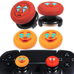 Playrealm fps p&ouml;idla hoova pikendajad ja tekstuuriga kummist silikoonist k&auml;epidemekatted, 4 komplekti ps5 dualsense ja ps4 kontrolleritele (joker orange+red)
