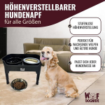 Woofdogwide k&otilde;rgendatud koerakauss, toidukauss, 2 roostevabast terasest kaussi, 1600 ml, pritsmekindel kauss, lekkekindel, toidukauss, k&otilde;rgusega reguleeritav koerakauss