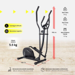 Techfit E250 elliptiline trenaž&ouml;&ouml;r koduseks kasutamiseks koos arvuti, rooliga 5.5 kg, 8 raskusastmega, cross trainer, must