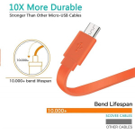 Toxaoii Micro Usb laadimiskaabel, lame disain, toitekaabel, &uuml;hildub Jbl Flip4 Flip3 Charge2+ Charge3 Pulse2 Pulse3 Clip2 k&otilde;laritega - oranž (100 cm)