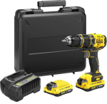 Stanley Fatmax 18v V20 harjadeta l&ouml;&ouml;kpuurvasara komplekt, juhtmeta puur, led t&ouml;&ouml;lamp, 15 p&ouml;&ouml;rdemomendi seadistust, x1 li-ion 2ah akuga, x1 eu laadija ja x1 kohver, Sfmcd721d2k-qw
