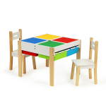 Puidust lastem&ouml;&ouml;bli komplekt: laud + 2 tooli ECOTOYS