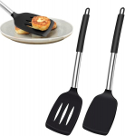 2 silikoonist spaatli komplekt, silikoonist k&ouml;&ouml;gitarbed, spaatlite komplekt, piluluspaatel, mittenakkuv spaatel, n&otilde;udepesumasinas pestav k&ouml;&ouml;giabiline toiduvalmistamiseks, k&uuml;psetamiseks, pannkookide jaoks, must