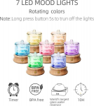 Alma eco-responsible eeterlike &otilde;lide hajuti - klaasist ja naturaalsest puidust disain - 3.5 mhz ultraheli l&otilde;hna&otilde;li hajuti - led v&auml;rvid - 80 ml/6 tundi t&ouml;&ouml;aeg aroomiteraapiale - keskkonnas&otilde;bralik