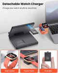 Geekera induktiivne laadimisjaam samsungile, 3 &uuml;hes kokkupandav juhtmevaba laadija samsung z fold/flip/s24/s23 jaoks, juhtmevaba laadija fitbit sense/versa jaoks, induktsioonlaadija galaxy buds jaoks - must