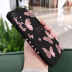 Leecg samsung s24 plus &uuml;mbris, galaxy s24 plus mobiiltelefoni &uuml;mbris lillemustriga disainiga, kukkumiskaitsega pehme &uuml;li&otilde;huke kriimustuskindel mikrokiust vooder s24 plus kate, must liblikas