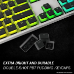 Hk gaming pudding keycaps komplekt, doubleshot pbt keycap komplekt, 108 klahvi, oem profiil, ansi us paigutus, mehaanilisele klaviatuurile, &uuml;hildub cherry mx, gateron, kailh, outemu, must