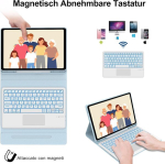 Klaviatuur samsung galaxy tab s10+/s9fe+/s9+ jaoks puuteplaadiga, &uuml;mbris-klaviatuur, &uuml;hildub samsung tab s9/s9fe/s10 plus 12.4 tolli 2023/2024, 7 v&auml;rvi valgustus, magnetiline, qwertz paigutus, sinine