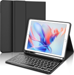 Winchking klaviatuur ipad 9th jaoks &ndash; klaviatuurikohver ipad 10.2 tolli (9th 2021/8th 2020/7th 2019), taustavalgustus 7 v&auml;rvi azerty, (must)