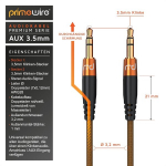 Primewire - 2 m aux kaabel, 3,5 mm pesa kaabel - helikaabel nailonkatte ja alumiiniumpistikuga - sobib mobiiltelefonile, nutitelefonile, tahvelarvutile, autoraadiole, mp3-m&auml;ngijale jne - &uuml;mmargune painde kaitse