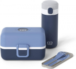 Monbento - infinity laste l&otilde;unakarpide komplekt - l&otilde;unakarbiga mb safe 3 sektsiooniga, isotermilise pudeliga mb pop, komposteeritava s&ouml;&ouml;giriistade komplektiga ettevalmistamiseks/kooli jaoks - bpa vaba - toidule ohutu - sinine