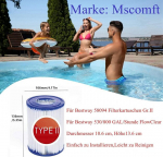 Mscomft filter type ii bestway 58094 jaoks, filter element size ii sobib bestway perebasseinile, t&auml;ispuhutava basseini filter, filterpadrunid, padrunfilter, paber (2 tk)