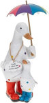 David's Ducks valge vikerkaare t&auml;pilise mustriga pardipere: ema ja beebi koos vihmavarju ja kummikutega