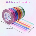 540 meetri pikkune streamer s&uuml;nnip&auml;evaks, 54 rulli 5 mm kinkepael 9 v&auml;rvitoonis, dekoratiivne karneval, sobib suurep&auml;raselt pulmade kaunistamiseks, s&uuml;nnip&auml;eva kaunistamiseks, kinkepael ja erinevateks pidustusteks