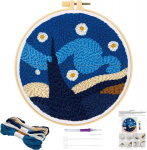 Jsrqt komplekt punch needle debutant star clear sky punch needle embroidery starter kit punch needle embroidery set for children adults punch needle beginners handmade set embroidery starter kits