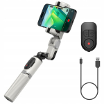 K&auml;eshoitav stabilisaator selfipulk statiiv Aochuan M1 Pro nutitelefonidele, valge