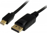 Mini Displayport-displayport-adapterikaabel, 2m, M/m, must