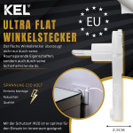 Kel 10 ultra lame nurga pistikut ilma maanduseta, valge, &uuml;lilame 2p 230v/6a pistik pikendamiseks ja parandamiseks - eriti lame nurga pistik ip20, lame pistik, valge