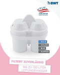 Bwt Vida veefilter, valge, 2,6 l | filter 1 Soft Filtered Water Extra filtrikassetiga | veefilter joogiveele | filtreerib katlakivi, kloori, pliid ja vaske, valge