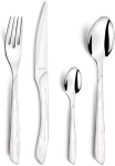 Amefa Eclat Nature White puidust s&ouml;&ouml;giriistade komplekt 24-osaline 6 inimesele roostevabast terasest roostekindlad puiduimitatsiooniga plastk&auml;epidemed n&otilde;udepesumasinas pestav s&ouml;&ouml;giriistade komplekt 6 inimesele