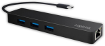 Logilink usb jaotur pc/s&uuml;learvutile, alumiiniumkorpus, must, 3 porti + gigabit lan