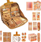 Varkage kapibaara kirjatarvete komplekt, kapibaara pliiatsid, armas kirjatarvete kinkekomplekt lastele, pliiatsite, klambrite, joonlaudade ja muu hulgas, pliiatsikarp, kontorisse, kooli, lastele, &otilde;pilastele, 51 tk