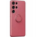 "Dechen" Ring Kickstand k&otilde;va silikoon (TPU) &uuml;mbris - punane (Galaxy S25 Ultra)