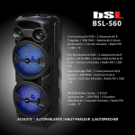 Bluetooth k&otilde;lar Bsl-s60 Rgb-valgustuse, Fm-raadio, Usb-pordi, karaoke funktsiooni ja mikrofoniga, 2 x 15w v&otilde;imsus, aku t&ouml;&ouml;aeg kuni 4 tundi, rattad transportimiseks