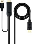 Monkey Ladder Hdmi 2.0 kuni Displayport V1.2 muundurkaabel must 1.8m
