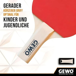 Gewo Mini Bat &ndash; v&auml;ike lauatennise reket v&auml;hendatud k&auml;epideme ja reketiteraga vaba aja veetmiseks &ndash; kerge t&auml;ielik reket punaste/mustade nubs sisemiste patjadega, 15,5 x 9,5 cm