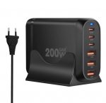 REAGLE FAST CHARGER GaN 200W PD 3x USB C 3x QC 3.0 FOR LAPTOP IPHONE 100W MAC