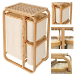 Bambusest pesukorv Suur kolmekambriline beež XL