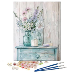 TISHIRON numbrite j&auml;rgi maalimise komplekt, 40 &times; 50 cm, raamita, lilled.