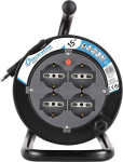 Electraline 49217 &ndash; kaablirull &bdquo;tee ise&ldquo;, 4 universaalset pistikut, 15 m, must/sinine