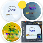 3-kettaga golfikettade komplekt LIVMAN D010, sisaldab 1 draiverit, 1 keskmise ulatusega ketta, 1 putterit ja 1 minimarkerit