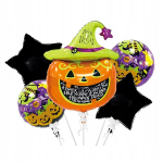 Halloweeni peo &otilde;hupallide komplekt k&otilde;rvitsadekoratsioon 5 tk foolium &otilde;hupallid