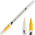 Pintselpliiats Brush Sign Pen Twin kollane kahepoolse pintselotsaga, Pentel /12