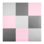 Vahtmatt, puzzle, 180x180cm, 9 tk, hall-roosa