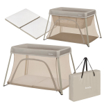 Kokkupandav reisivoodi 3in1 Lionelo Alice Beige Olive, 104x70 cm, liivakarva