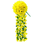 Kunstlilled &ndash; rippuvad kollased &otilde;ied, roniv luuderohi, 1 tk dekoratsiooniks