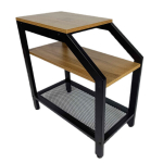 Begryf kohvilaud riiulitega, 59x30x59 cm, hele tammepuust, must metallkonstruktsioon.