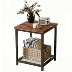 Kohvilaud, ruudukujuline abilaud riiuliga, retro, klassikaline pruun, 55 cm