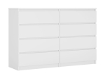 Magamistoa m&ouml;&ouml;bel, 3XE LIVING, kummut 8 sahtliga: mattvalge, 138 x 39 x 101 cm, 1 tk.