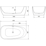 Vann Mexen Giada, 170 x 90 cm, White + Brushed nickel &uuml;levool