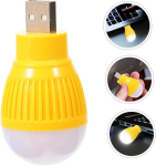 Valge valgusega LED pirn, toitega USB kaudu, kollase korpusega, v&auml;ike, reisi-, &ouml;&ouml;lamp