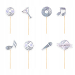 Silver Disco Toppers 8 tk. - kaunistused puhkuseks