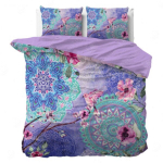 Voodipesukomplekt, flanell, sinine/lilla, "Joyce"