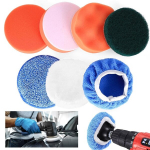 7 poleerimistarviku komplekt juhtmeta kruvikeerajale, 100 mm poleerimisk&auml;snad, poleerimiskomplekt, poleerimisk&auml;sn, auto poleerimispadjad, villased poleerimiskatted, auto poleerimispadjad juhtmeta seadmele
